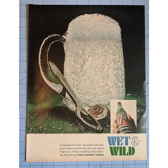 Vintage Print Ad 1967 7Up Wet & Wild - Picture 1 of 3
